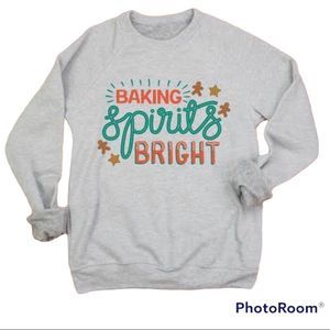 Baking Spirits Bright Gray Holiday Sweatshirt Medium